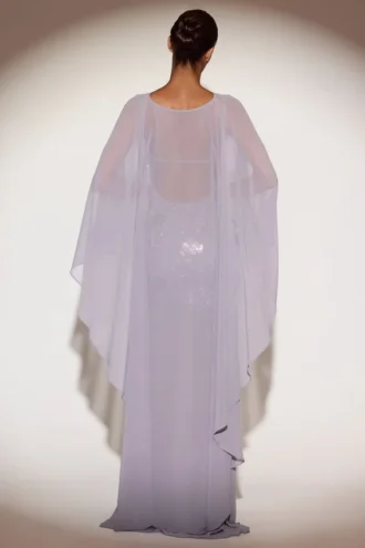 Jovelle Sheer Chiffon Draped Cape in Lilac
