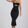 Julane Slinky Jersey Ruched Cut-Out Midaxi Dress in Black