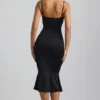 Julane Slinky Jersey Ruched Cut-Out Midaxi Dress in Black