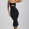 Julane Slinky Jersey Ruched Cut-Out Midaxi Dress in Black