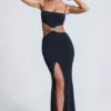 Julitta Hardware Detail Cut-Out Maxi Dress in Black