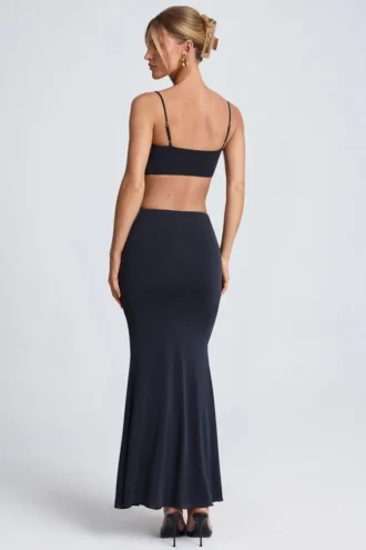 Julitta Hardware Detail Cut-Out Maxi Dress in Black