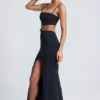 Julitta Hardware Detail Cut-Out Maxi Dress in Black