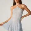 Juni Embellished Lace Up Back Mini Dress in Aqua Juni Embellished Lace Up Back Mini Dress in Aqua