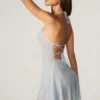 Juni Embellished Lace Up Back Mini Dress in Aqua Juni Embellished Lace Up Back Mini Dress in Aqua