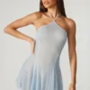 Juni Embellished Lace Up Back Mini Dress in Aqua Juni Embellished Lace Up Back Mini Dress in Aqua