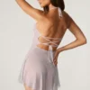 Juni Embellished Lace Up Back Mini Dress in Silver Juni Embellished Lace Up Back Mini Dress in Silver
