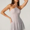 Juni Embellished Lace Up Back Mini Dress in Silver Juni Embellished Lace Up Back Mini Dress in Silver