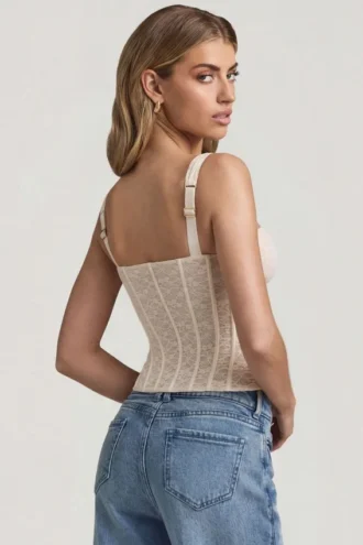 Junia Underwired Lace Corset Top in Ivory