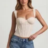 Junia Underwired Lace Corset Top in Ivory