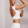 Juno Cap Sleeve Open Back Crop Top in White