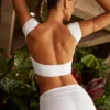 Juno Cap Sleeve Open Back Crop Top in White