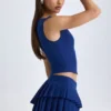 Kadie Open-Front Crop Top in True Navy