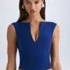 Kadie Open-Front Crop Top in True Navy