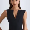 Kadie V-Neck Structured Crop Top in Black Kadie V-Neck Structured Crop Top in Black