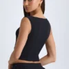Kadie V-Neck Structured Crop Top in Black Kadie V-Neck Structured Crop Top in Black
