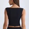 Kadie V-Neck Structured Crop Top in Black Kadie V-Neck Structured Crop Top in Black