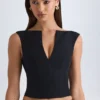 Kadie V-Neck Structured Crop Top in Black Kadie V-Neck Structured Crop Top in Black