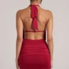Kael Draped Cowl Mini Dress in Cherry Red Kael Draped Cowl Mini Dress in Cherry Red