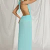 Kaeli Halterneck Maxi Dress in Aqua Blue