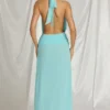 Kaeli Halterneck Maxi Dress in Aqua Blue