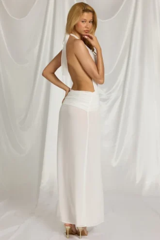Kaeli Halterneck Maxi Dress in White