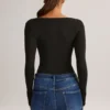 Kaia Modal Square-Neck Long-Sleeve Top in Black Kaia Modal Square-Neck Long-Sleeve Top in Black