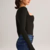 Kaia Modal Square-Neck Long-Sleeve Top in Black Kaia Modal Square-Neck Long-Sleeve Top in Black