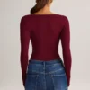 Kaia Modal Square-Neck Long-Sleeve Top in Wine Kaia Modal Square-Neck Long-Sleeve Top in Wine