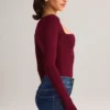Kaia Modal Square-Neck Long-Sleeve Top in Wine Kaia Modal Square-Neck Long-Sleeve Top in Wine