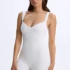 Kaia Modal Sweetheart-Neck Unitard in White