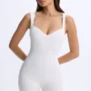 Kaia Modal Sweetheart-Neck Unitard in White