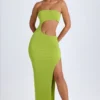 Kaikoa Cut-Out Bandeau Maxi Dress in Pear Green
