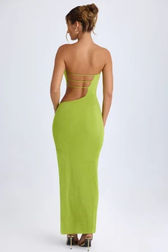 Kaikoa Cut-Out Bandeau Maxi Dress in Pear Green