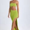 Kaikoa Cut-Out Bandeau Maxi Dress in Pear Green