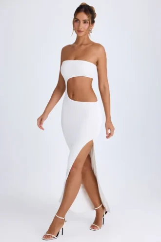 Kaikoa Cut-Out Bandeau Maxi Dress in White