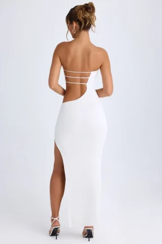 Kaikoa Cut-Out Bandeau Maxi Dress in White