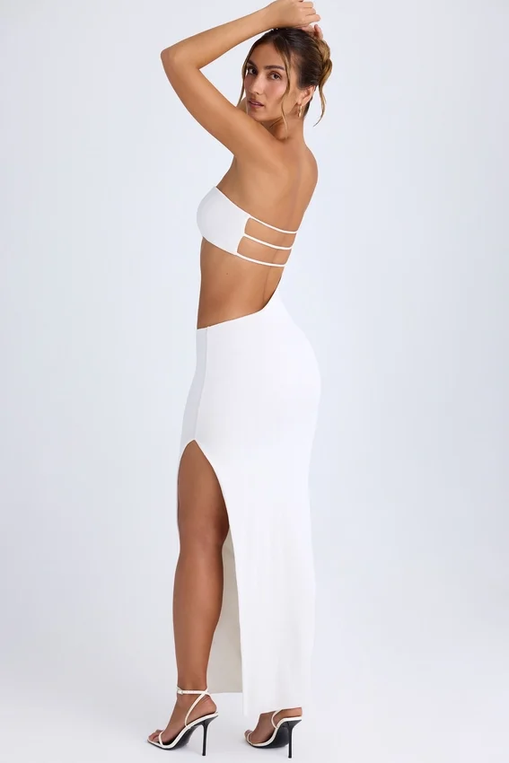 Kaikoa Cut-Out Bandeau Maxi Dress in White Kaikoa Cut-Out Bandeau Maxi Dress in White