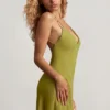 Kalani Open-Back A-Line Mini Dress in Olive Green