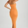 Kali Modal Bandeau Bodycon Maxi Dress in Sunset Orange