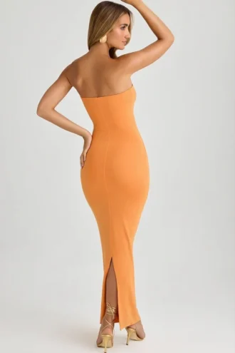 Kali Modal Bandeau Bodycon Maxi Dress in Sunset Orange