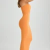 Kali Modal Bandeau Bodycon Maxi Dress in Sunset Orange