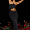 Kalina Jersey Asymmetric Cut Out Maxi Dress in Black