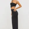 Kalina Jersey Asymmetric Cut Out Maxi Dress in Black