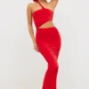Kalina Jersey Asymmetric Cut Out Maxi Dress in Scarlet Red Kalina Jersey Asymmetric Cut Out Maxi Dress in Scarlet Red