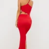 Kalina Jersey Asymmetric Cut Out Maxi Dress in Scarlet Red Kalina Jersey Asymmetric Cut Out Maxi Dress in Scarlet Red