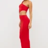 Kalina Jersey Asymmetric Cut Out Maxi Dress in Scarlet Red Kalina Jersey Asymmetric Cut Out Maxi Dress in Scarlet Red