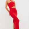 Kalina Jersey Asymmetric Cut Out Maxi Dress in Scarlet Red Kalina Jersey Asymmetric Cut Out Maxi Dress in Scarlet Red