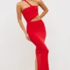 Kalina Jersey Asymmetric Cut Out Maxi Dress in Scarlet Red Kalina Jersey Asymmetric Cut Out Maxi Dress in Scarlet Red