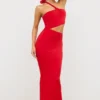Kalina Jersey Asymmetric Cut Out Maxi Dress in Scarlet Red Kalina Jersey Asymmetric Cut Out Maxi Dress in Scarlet Red